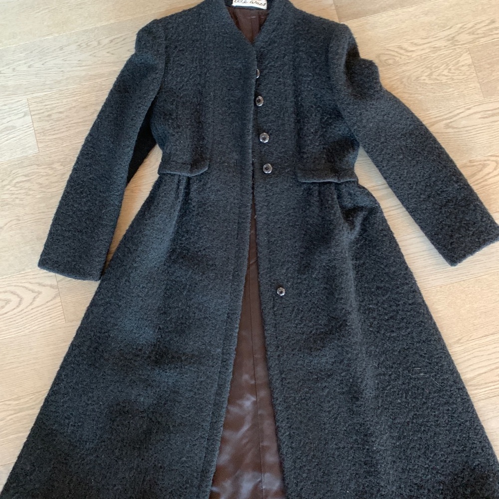 Ilie Wacs vintage 1980’s winter coat - black wool designer coat.